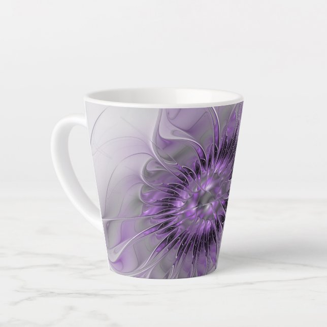 Lavender Blume Traumhaft Modernes Abstraktes Frakt Milchtasse (Linke Ecke)
