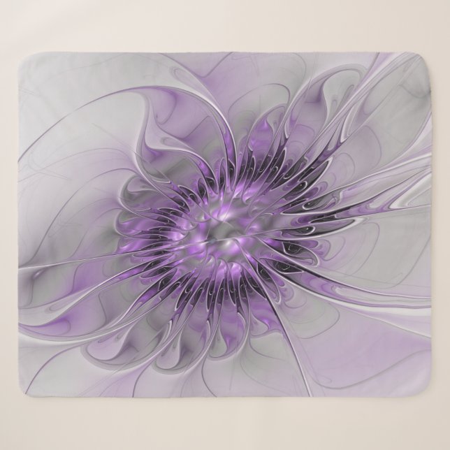 Lavender Blume Traumhaft Modernes Abstraktes Frakt Sherpadecke (Vorderseite (Horizontal))