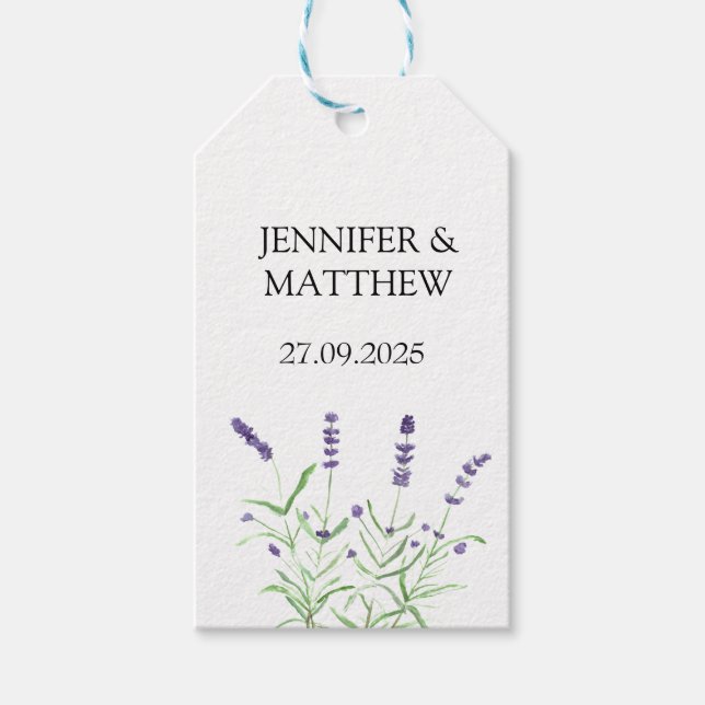 Lavender Blume Wasserfarben Geschenkanhänger (Vorderseite)