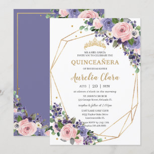 Lavender Blush Bloral Geometric 16. Quinceañera Einladung