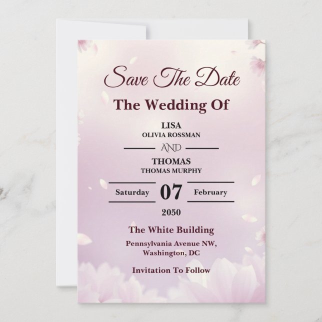 Lavender Blush Dreamy Wedding Save The Date (Devant)