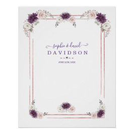 Lavender Blush Floral Wedding Gold Foto Stand Gest Poster
