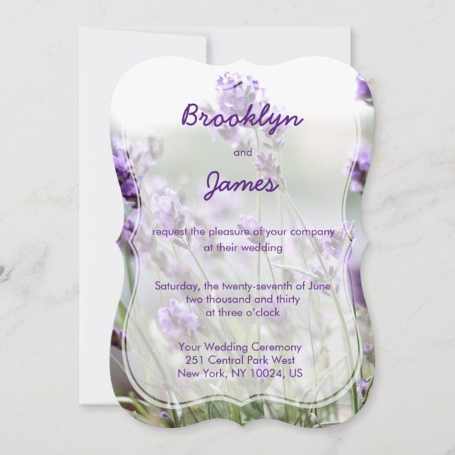Lavender Bohemische Einladung zur Hochzeit (Vorderseite)