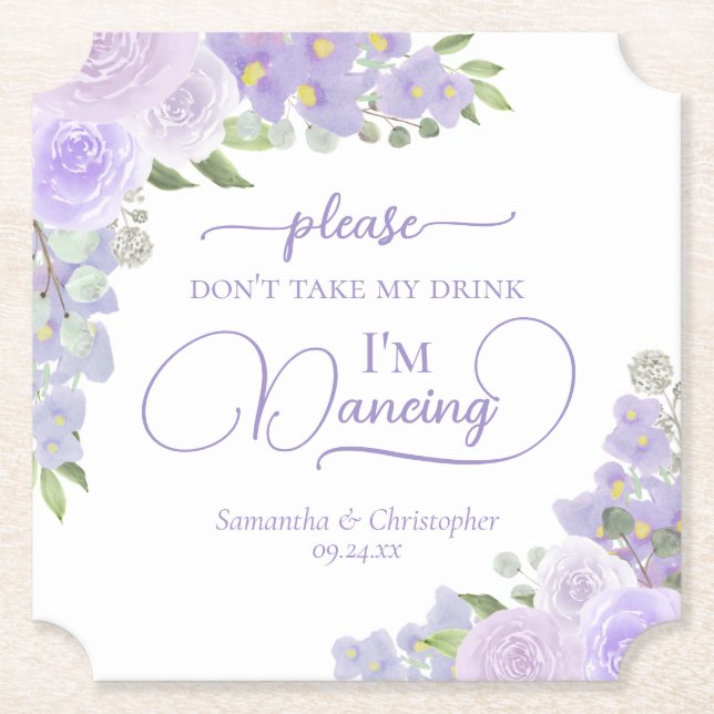 Lavender Boho Floral Nimm meine Trinkehe nicht. Untersetzer (Vorderseite)