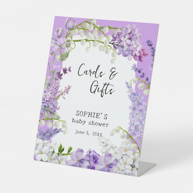 Lavender Boho Florals Karten und Geschenke Sockelschild (Vorderseite)