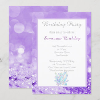 LAVENDER BOKEH CRYSTALS GEMS GEBURTSTAG EINLADUNG