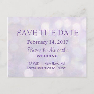 Lavender Bokeh   SAVE THE DATE Ankündigungspostkarte