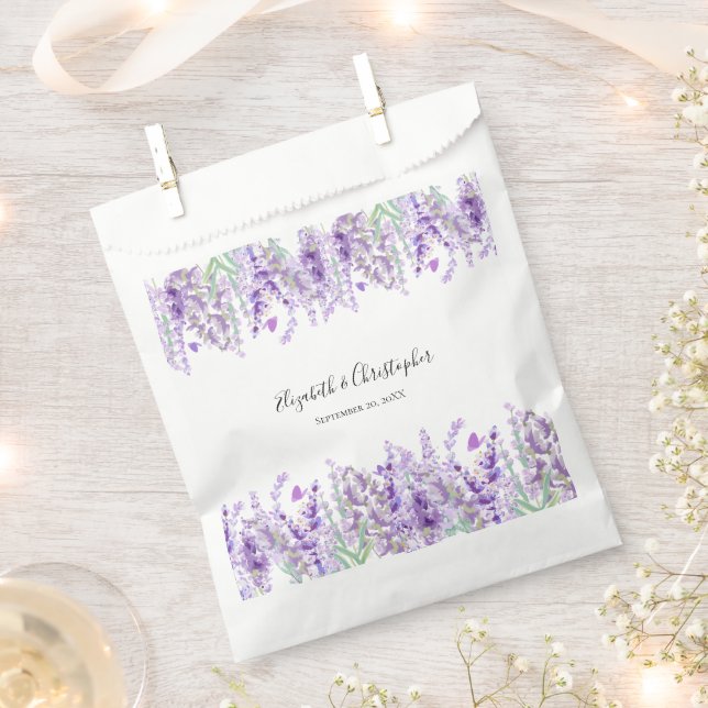 Lavender Botanical Floral Lila Green Wedding Geschenktütchen (Ausgeschnitten)