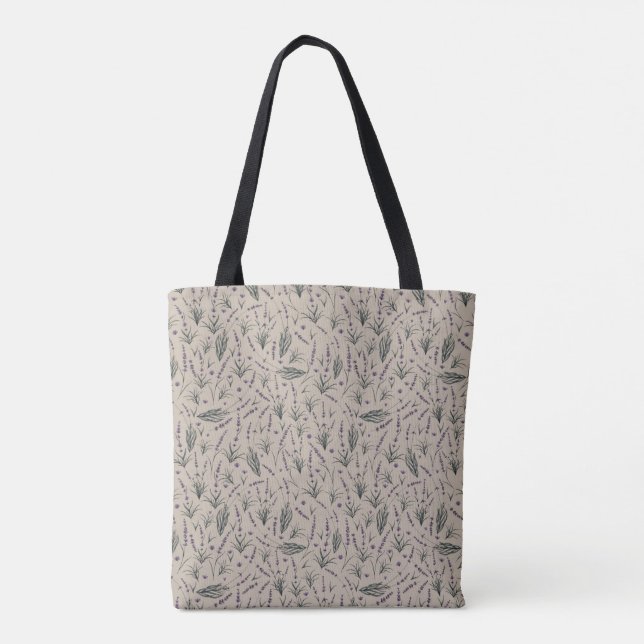 Lavender Botanical Pattern Tote Bag Tasche (Rückseite)