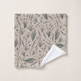 Lavender Botanical Pattern Wash Cloth Waschlappen