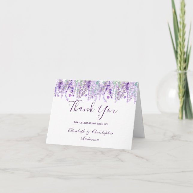 Lavender Botanical Watercolor Wedding Vielen Dank Dankeskarte (Vorderseite)
