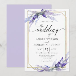 Lavender Botanische Floral Dusty Puple Wedding Einladung