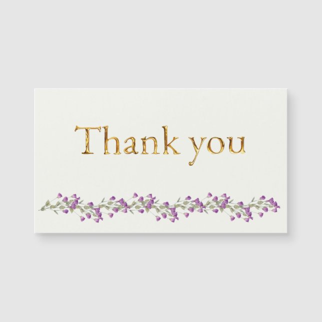 Lavender Bough mit Elegant Gold Script Vielen Dank Magnetkarte (Vorderseite)