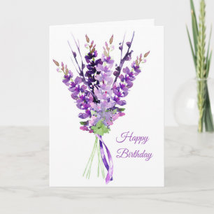 Lavender Bouquet Birthday Card Karte