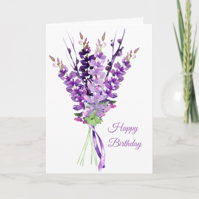 Lavender Bouquet Carte Anniversaire (Devant)