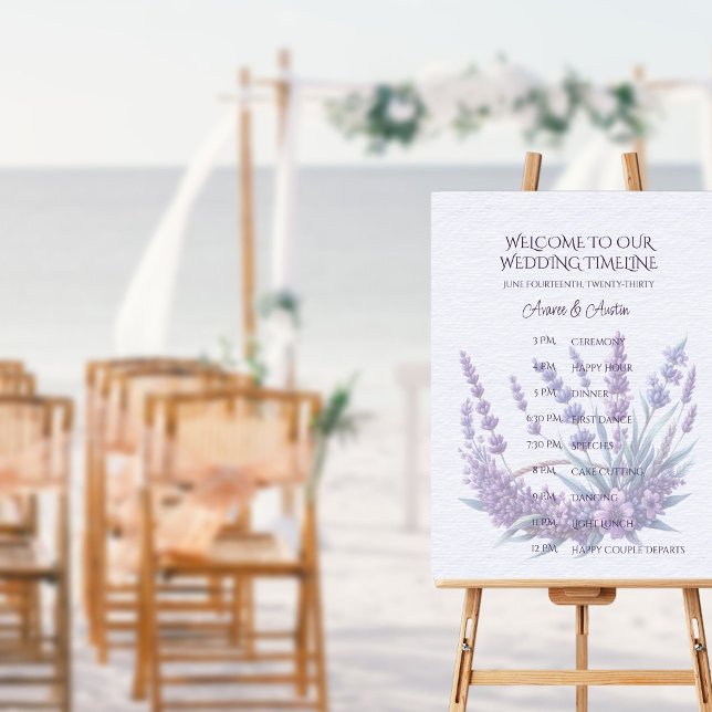 Lavender Bouquet Lila Wedding Timeline Poster (Von Creator hochgeladen)