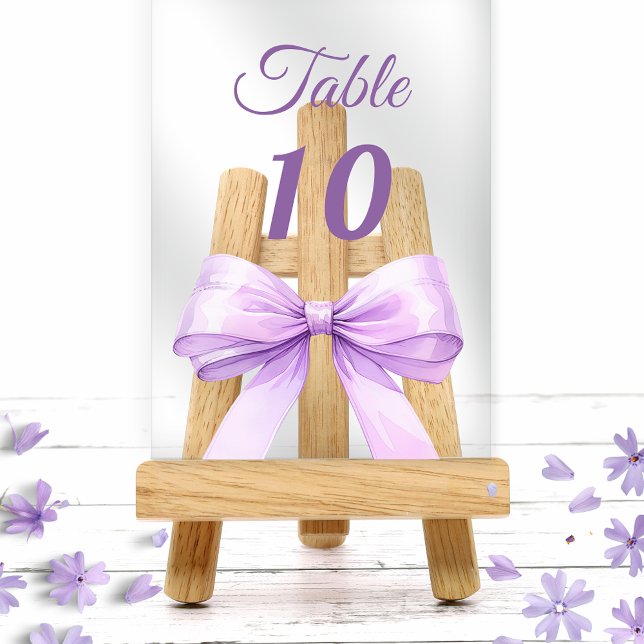 Lavender bow acrylic table number sign acryleinladungen (Von Creator hochgeladen)