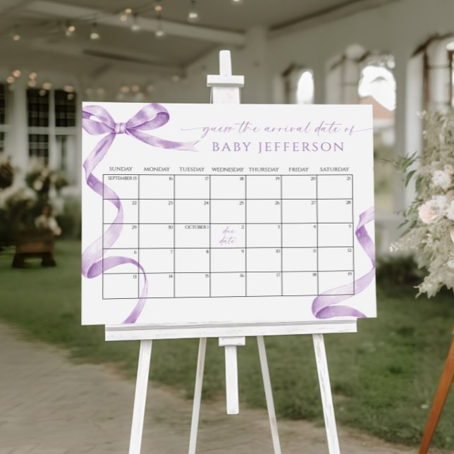 Lavender Bow Baby Showrate Terminkalender Poster (Von Creator hochgeladen)