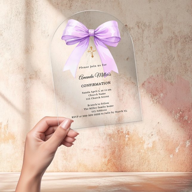 Lavender bow cream girl Confirmation arch Acryleinladungen (Von Creator hochgeladen)