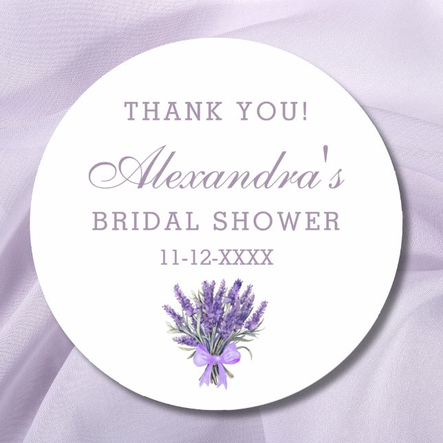 Lavender Bow Floral Brautparty Vielen Dank Runder Aufkleber (Von Creator hochgeladen)
