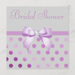 Lavender Bow Polka Dots Grau Brautparty Einladung