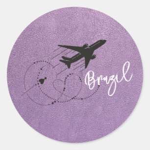 Lavender Brazil Passport Runder Aufkleber