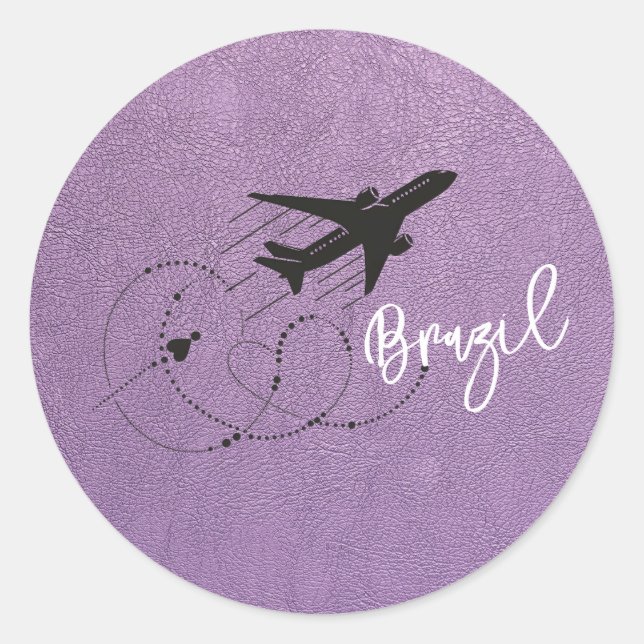 Lavender Brazil Passport Runder Aufkleber (Vorderseite)