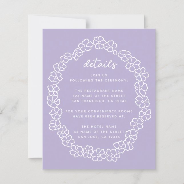 Lavender Budget Floral Garland Hochzeitdetails (Vorderseite)