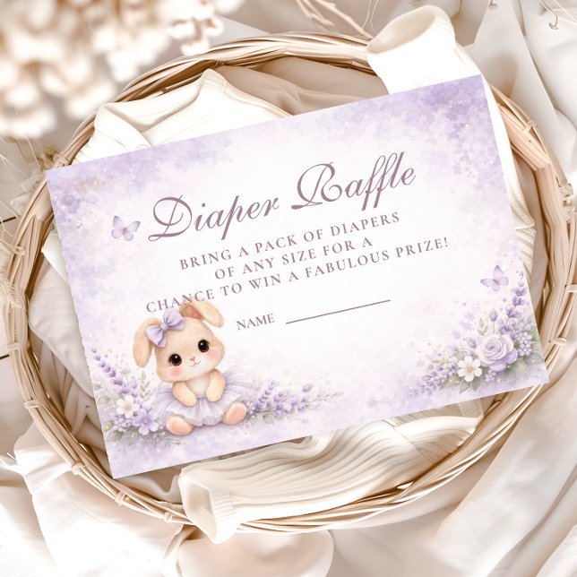 Lavender Bunny Floral Diapper Raffle Begleitkarte (Von Creator hochgeladen)