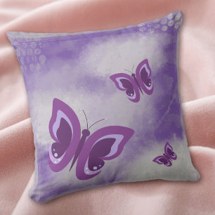Lavender Butterfly Grunge Kissen