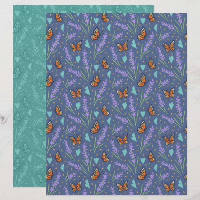 Lavender Butterfly Scrapbook Paper (Vorne/Hinten)
