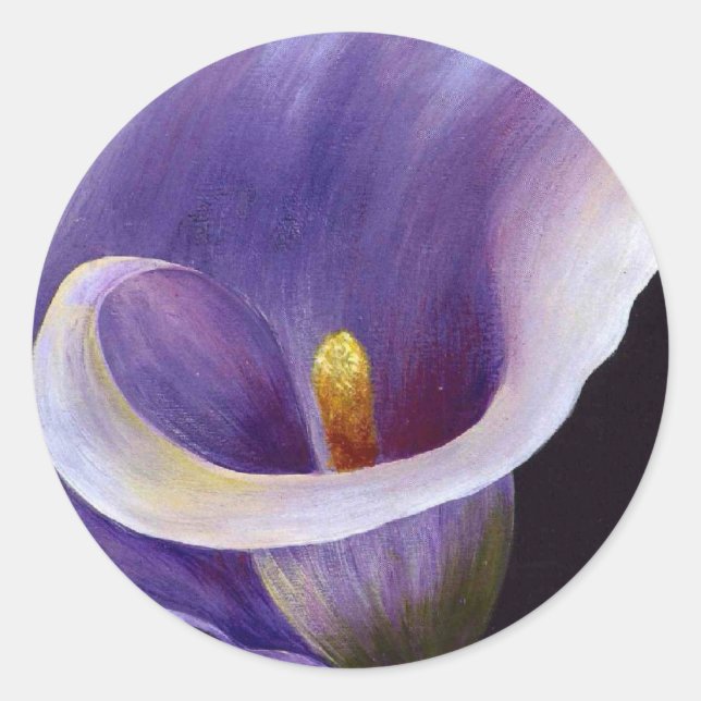 Lavender Calla Lily Runder Aufkleber (Vorderseite)