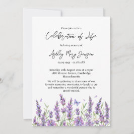 Lavender Celebration of Life Photo Funeral Einladung