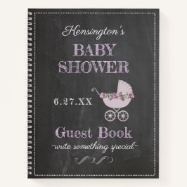 Lavender Chalkboard Look Baby Shooting Gästebuch | Notizbuch