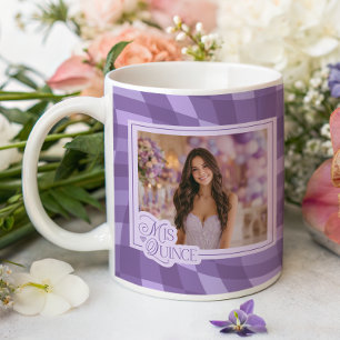 Lavender Checkered Foto Quinceanera Keepake Kaffeetasse