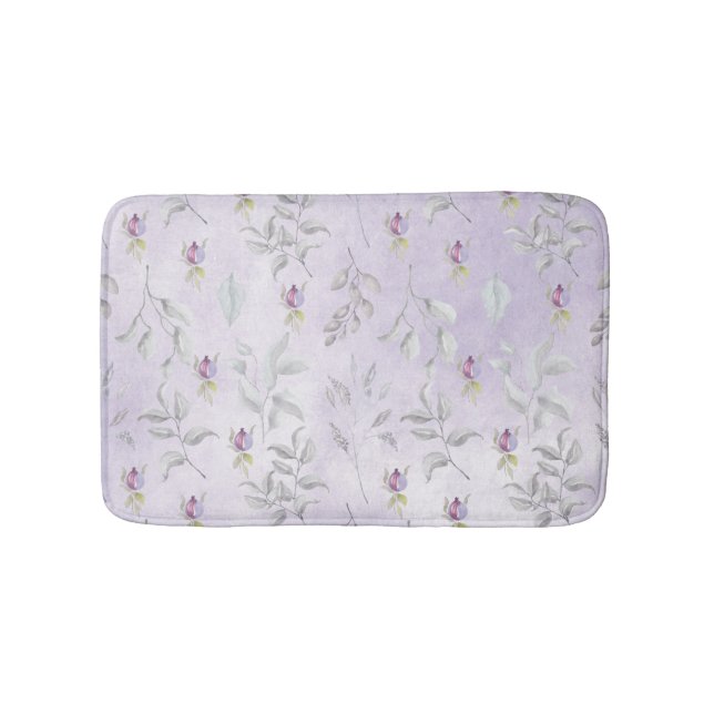 Lavender Chic Floral Blätter Muster Badematte (Vorderseite)