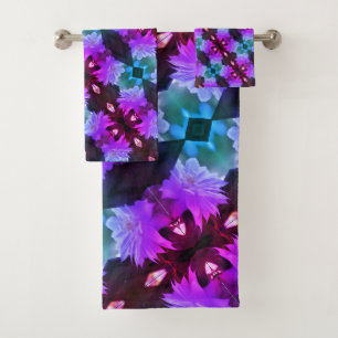 Lavender Clematis Blume in Trellis Badhandtuch Set