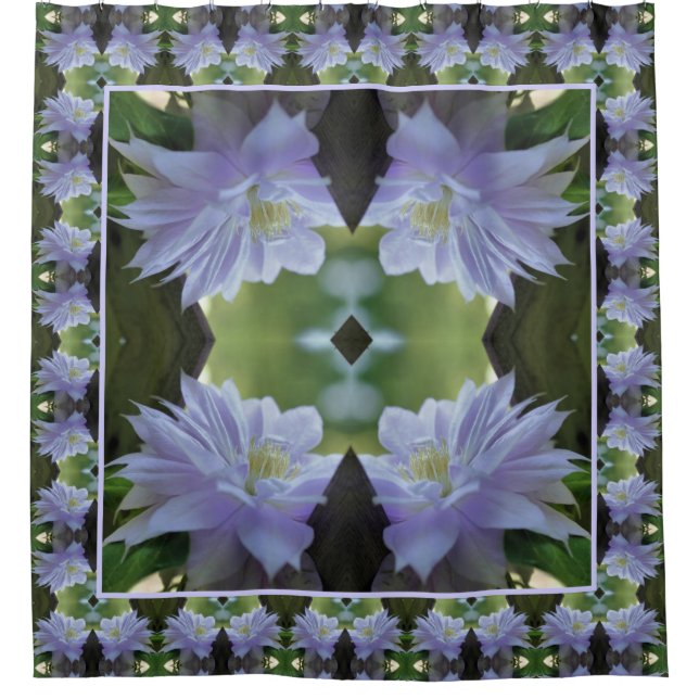 Lavender Clematis Blume in Trellis Duschvorhang (Vorderseite)