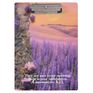 Lavender Clipboard Lamentations 3:23 Klemmbrett
