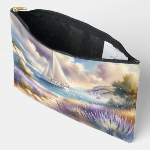 Lavender Coast Sailboat Wasserfarbe Szene Zubehörtasche