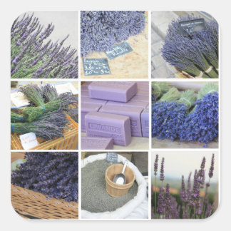 Lavender Collage Quadratischer Aufkleber