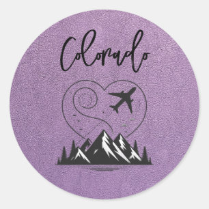 Lavender Colorado Passport Runder Aufkleber
