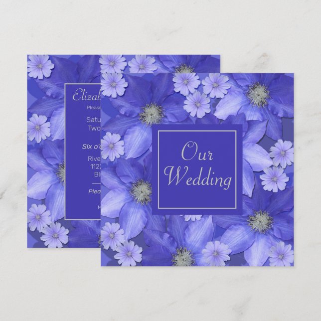 Lavender Colored Floral Wedding Einladung (Vorne/Hinten)