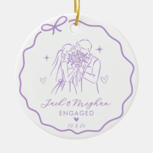 Lavender Coquette-Schleife Braut Bräutigam Skizze Keramik Ornament