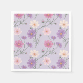 Lavender Cosmos Blume Cocktail Serviette