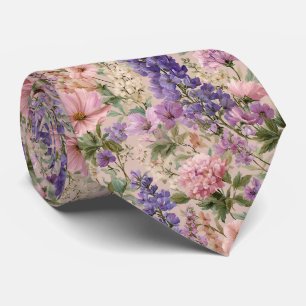 Lavender & Cosmos Pastel Floral Wedding Krawatte