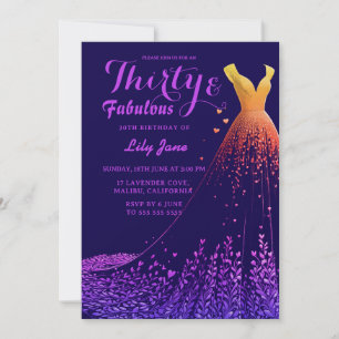 Lavender Cove Luxury Gown 30. Geburtstag Einladung