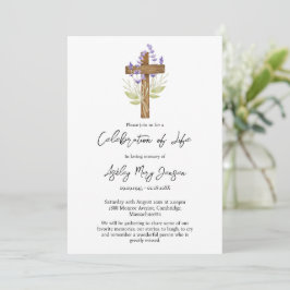 Lavender Cross Celebration of Life Funeral Einladung