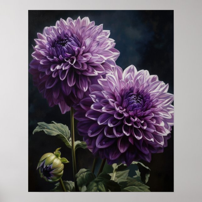 Lavender Dahlia Blume Art Print Poster (Vorne)
