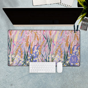 Lavender Daisies Custom Initial Monogram Floral Schreibtischunterlage